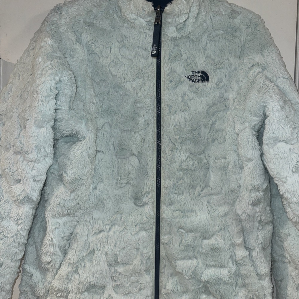 The North Face Reversible Mossbud Swirl Insulated Jacket Girls XL 18 Blue/Teal - Picture 14 of 16